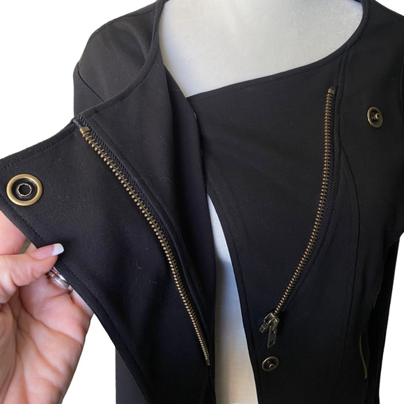 Cabi Black Asymmetrical Snap Zip Ponte Moto Jacket Size Small - Picture 5 of 16